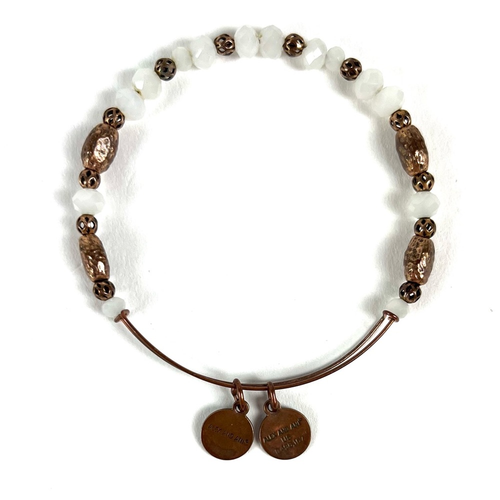 Alex And Ani Orbit White Beaded Bangle Stretch Bracelet